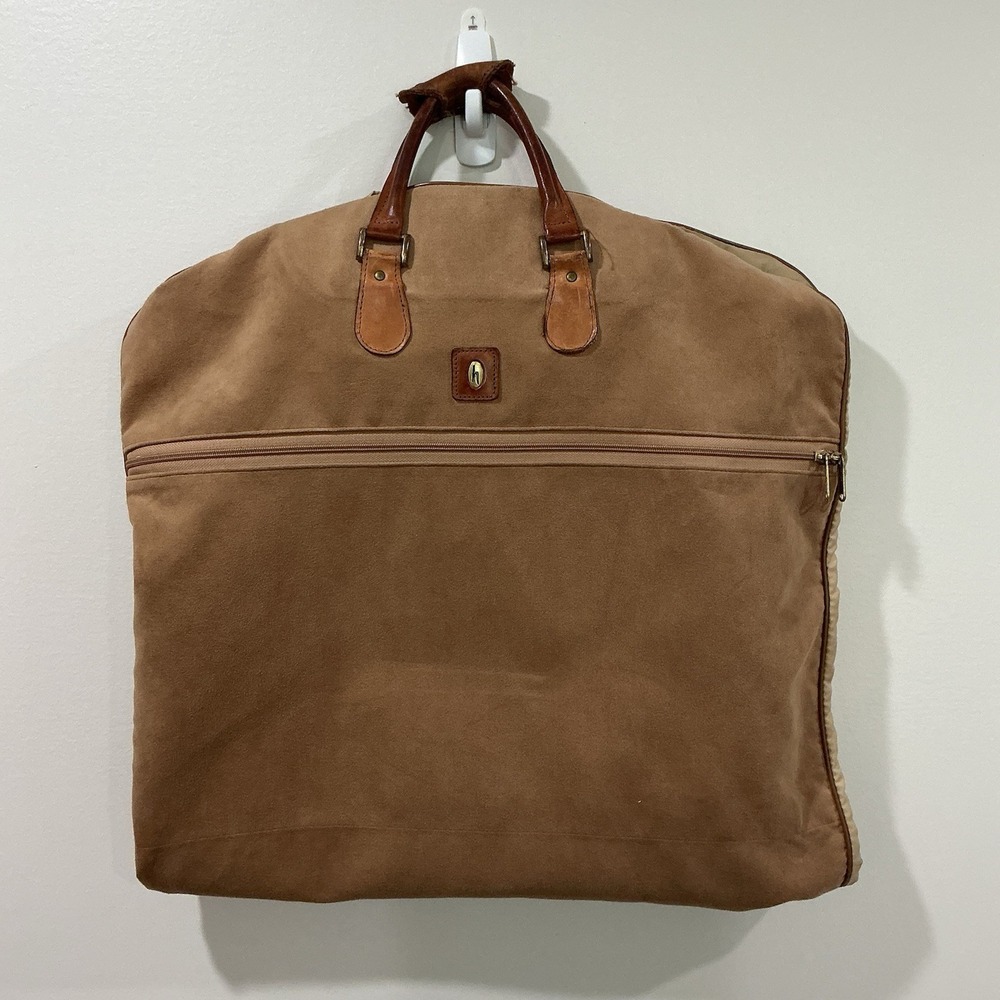 Vintage 1970s Hartmann Luggage Suede & Leather Garment Bag Suit Carrier